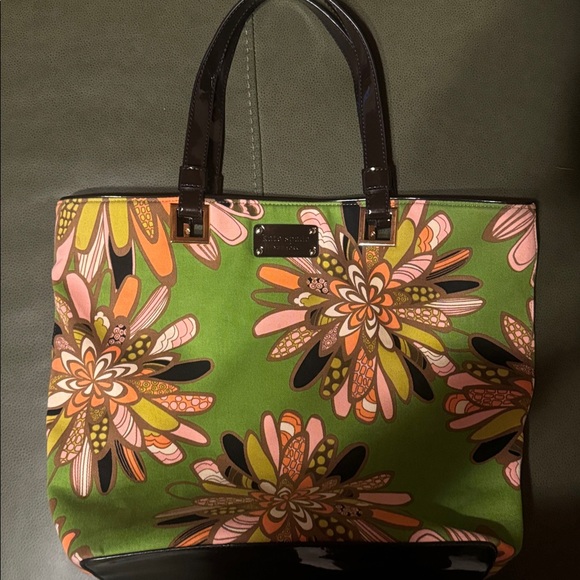 Kate Spade Green Tote with Floral Design - Picture 1 of 8